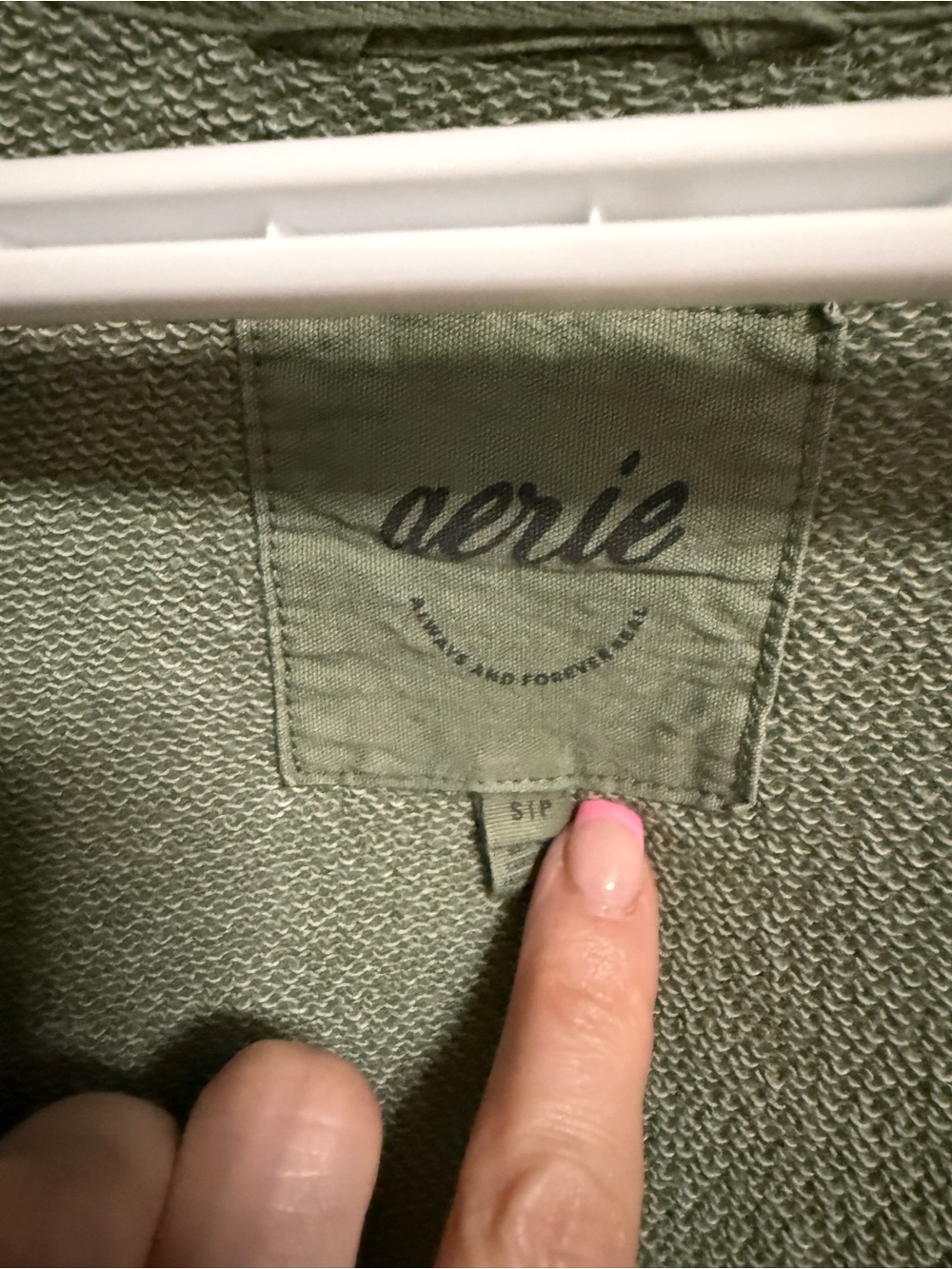 Aerie Fleece Cardigan - Olive Green V-Neck Button - Picture 3 of 3